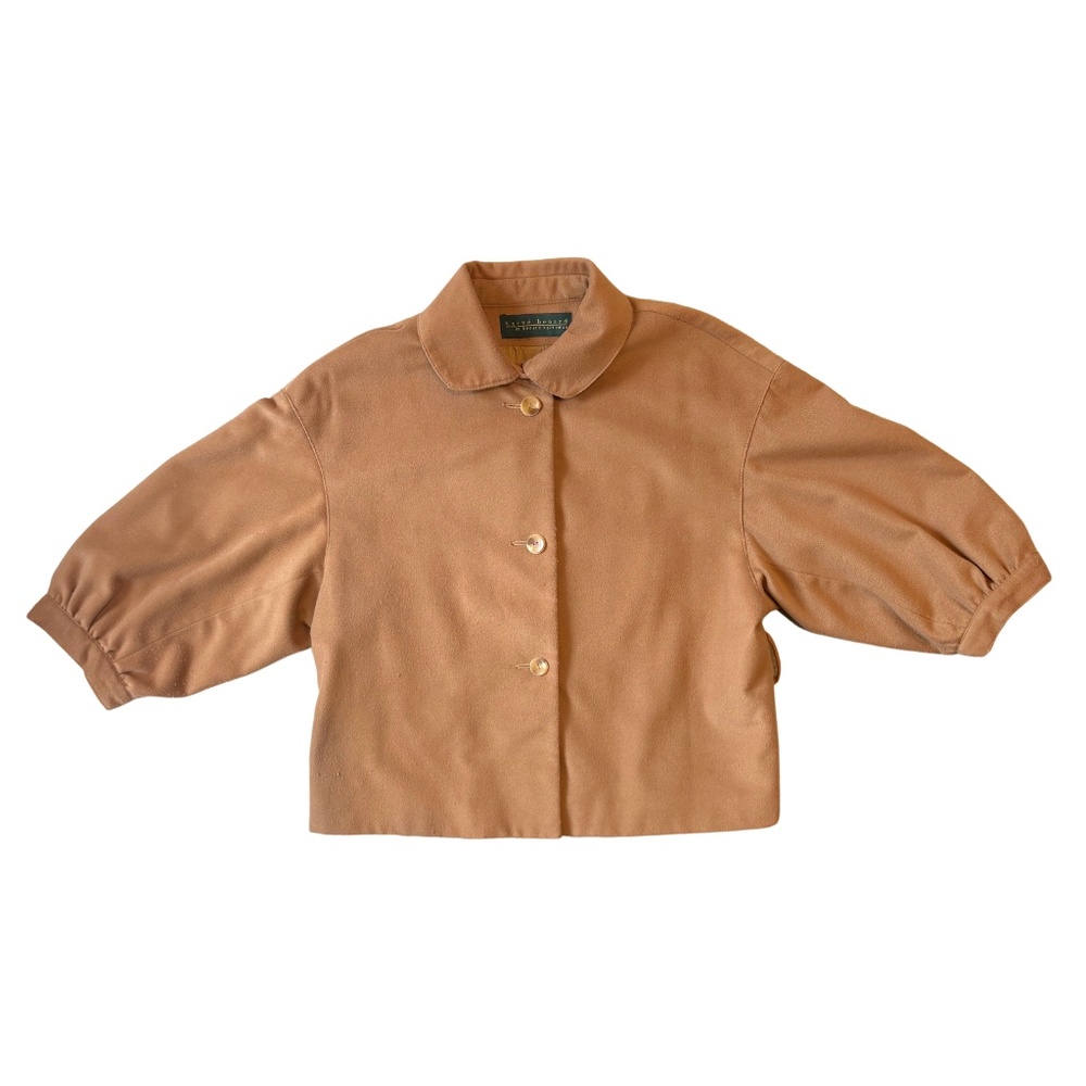 Vintage Cropped Jacket Tie Waist Boxy Fit Lined Minimalist Brown Harvé Benard